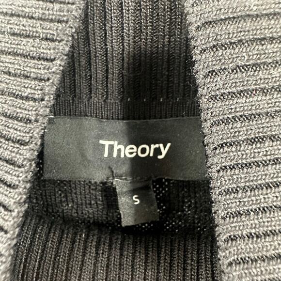 Theory Size Small Pullover Crop Sweater Turtleneck Silk Alpaca Blend Black Gray - Picture 4 of 5